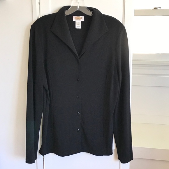Talbots Tops - TALBOTS Black Blouse Button Down Collar Long Sleeve Women’s Size Medium